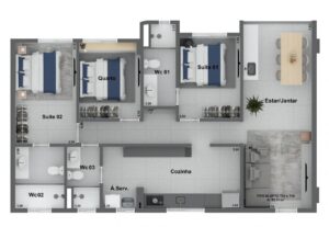 Apartamento 2 ou 3 Quartos Suítes em Cabedelo